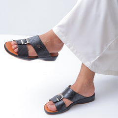 Luxury Arabic Sandals with Center Buckles + Dimond Stich