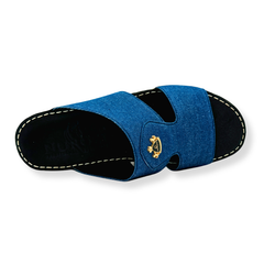 Luxury Denim Arabic Sandals with Crown