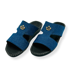 Luxury Denim Arabic Sandals with Crown