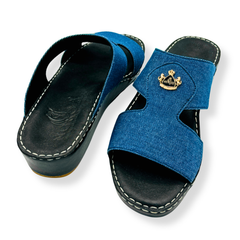 Luxury Denim Arabic Sandals with Crown
