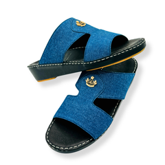 Luxury Denim Arabic Sandals with Crown
